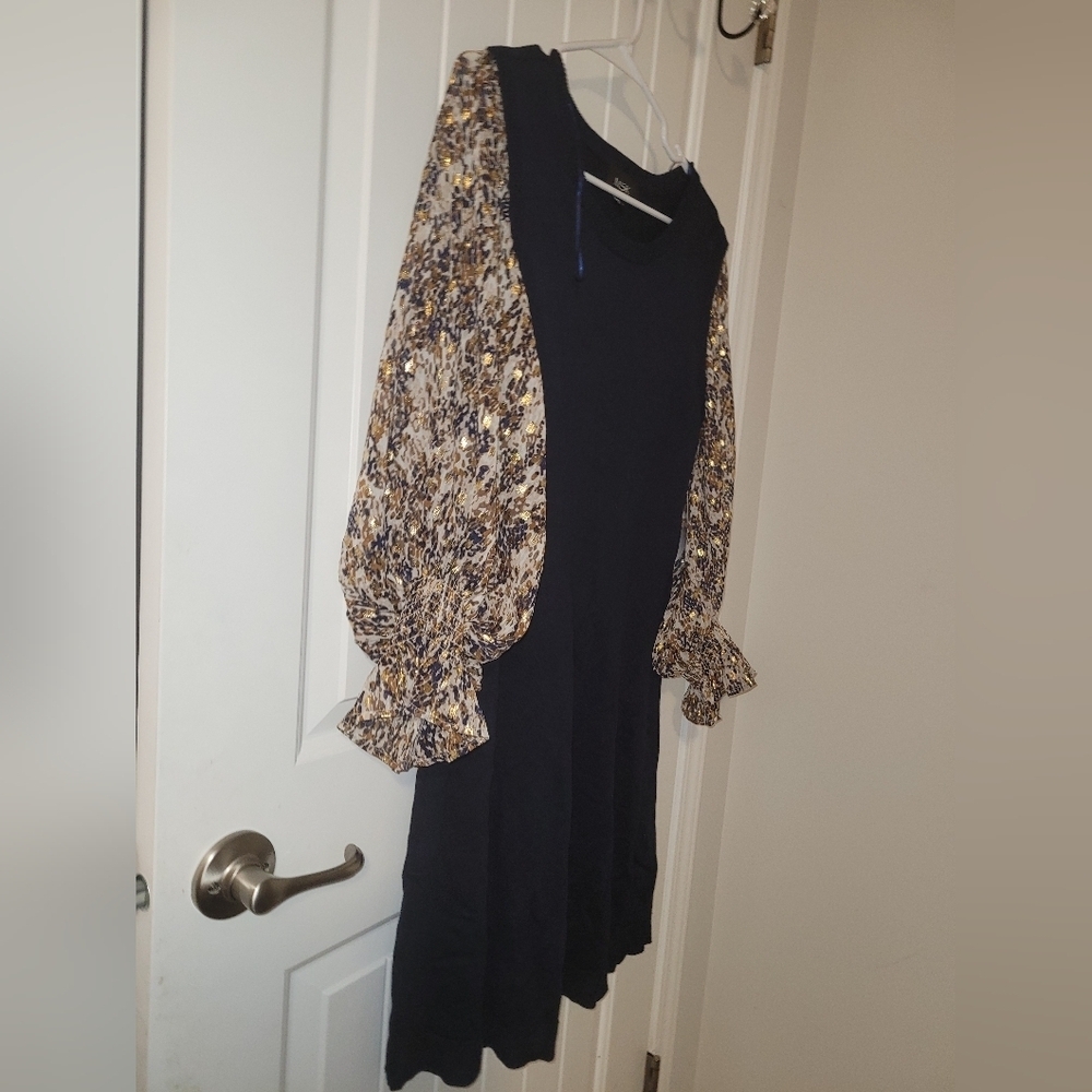 Msk Women's Black Knit Long Sleeves Sheath Dress